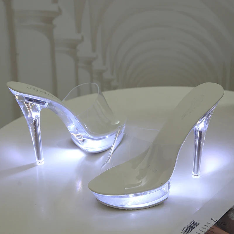 Light-Up Clear Transparent High Platform Heels - Image 4