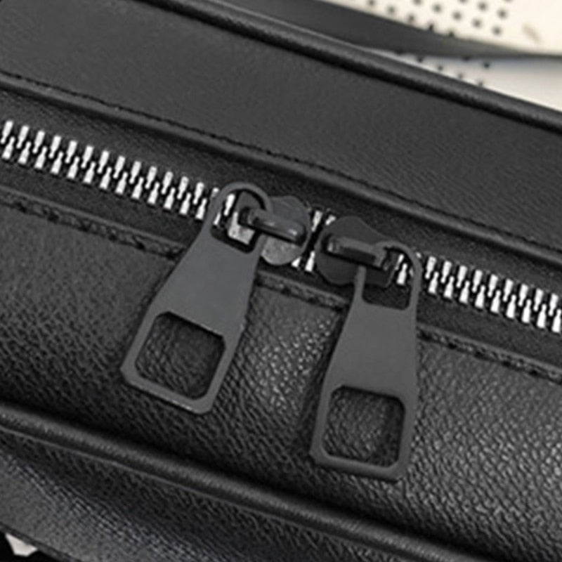 Unisex Crossbody Chain Leather Messenger Bag - Image 6