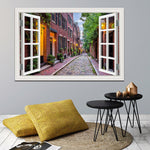 3D Street Scene Self-Adhesive European Wallpaper