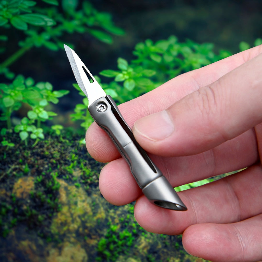 Titanium Alloy Bamboo Mini Keychain Knife