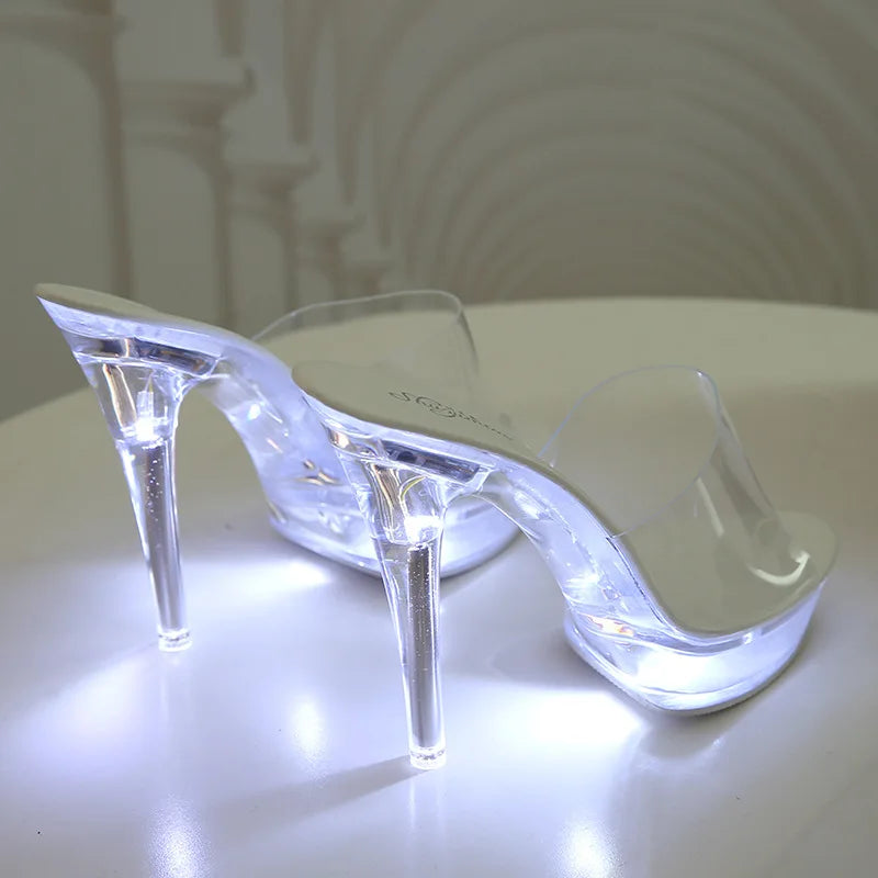 Light-Up Clear Transparent High Platform Heels - Image 11