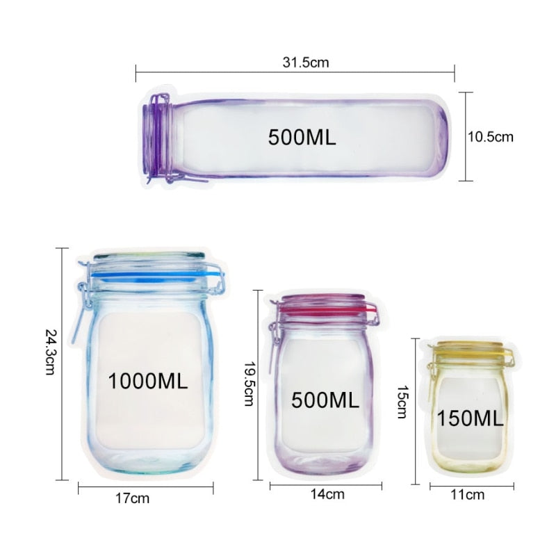 Reusable Transparent Jar Storage Bags