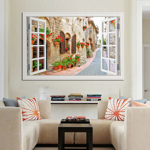 3D Street Scene Self-Adhesive European Wallpaper - Image 0
