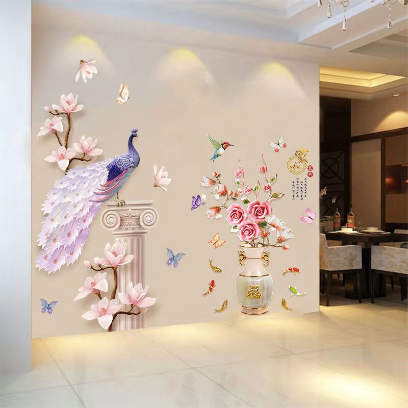 3D Peacock Flower Style Wall Sticker - Image 3
