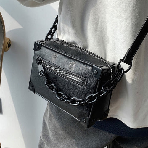 Unisex Crossbody Chain Leather Messenger Bag - Image 0