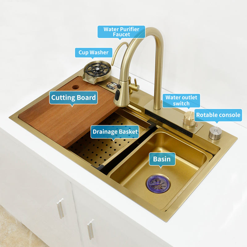 Gold Stream Multifunctional Waterfall Kitchen Sink - Image 6
