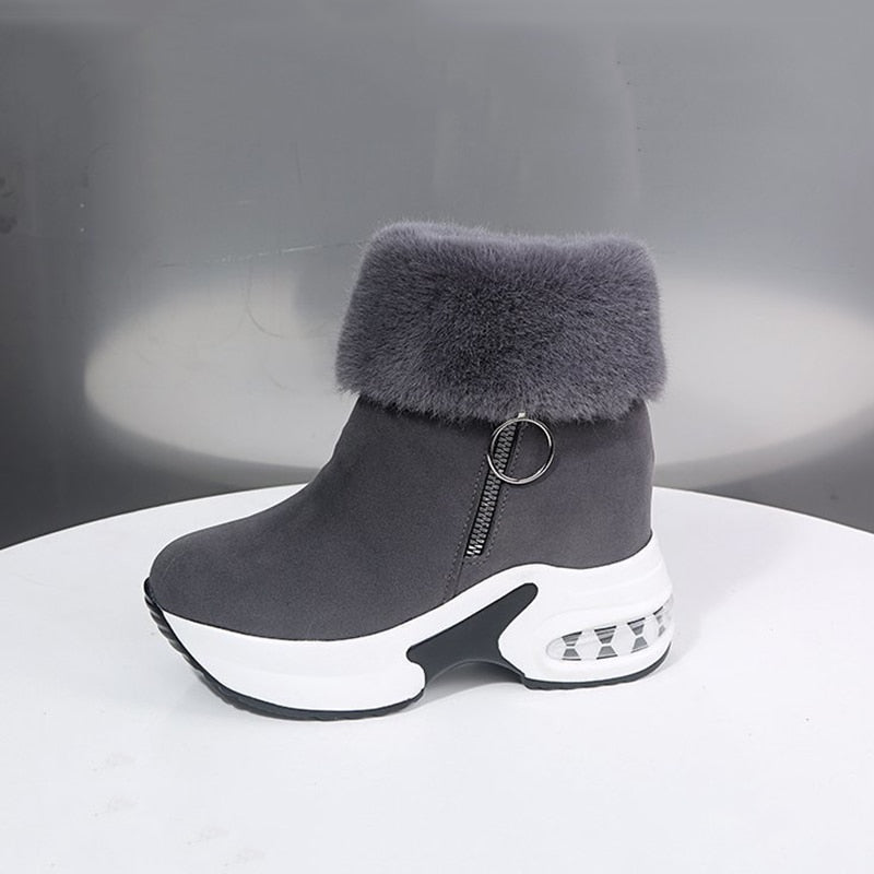 Fur Zipper Wedges Winter Boots - Image 2