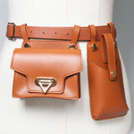 Multiple Pockets Leather Adjustable Strap Compact Belt Bag