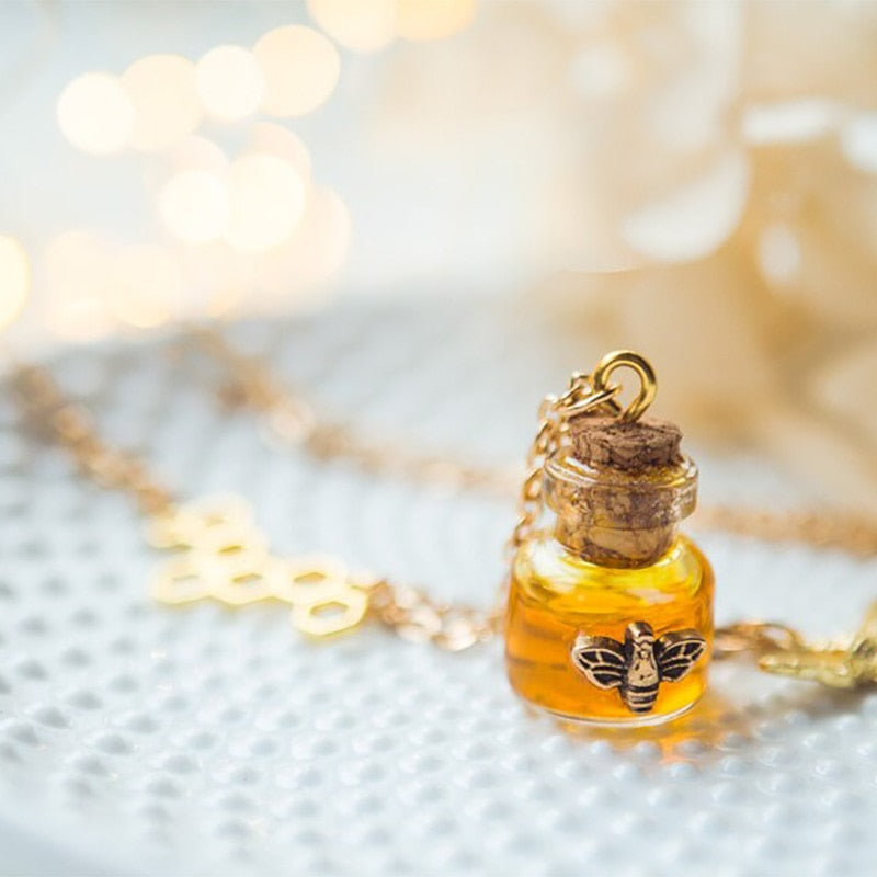 Honey Charm Bee Bottle Necklace - Image 0