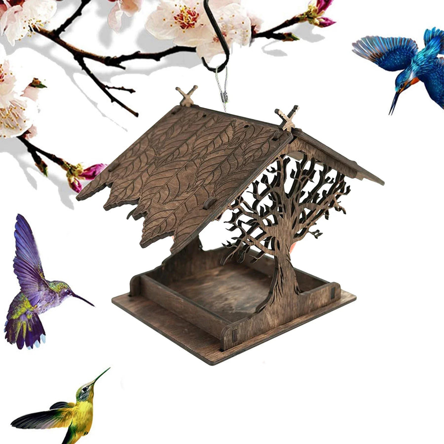 Rustic Treehouse Wooden Bird Feeder - Image 4
