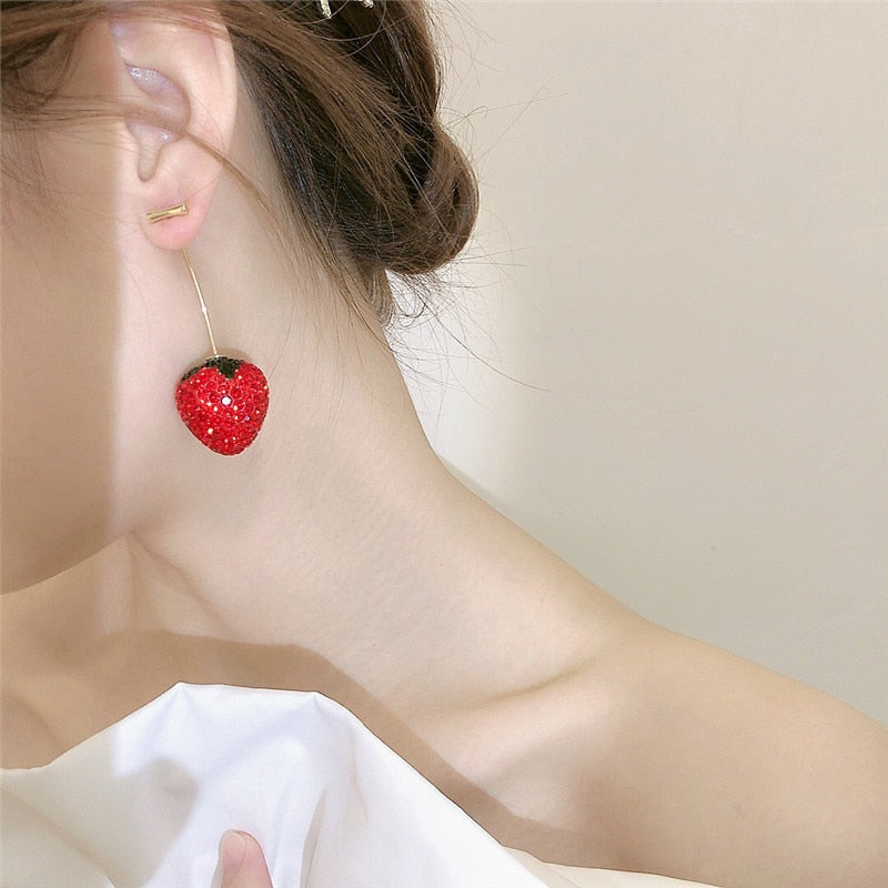 Sweet Strawberry Zircon Earrings - Image 0
