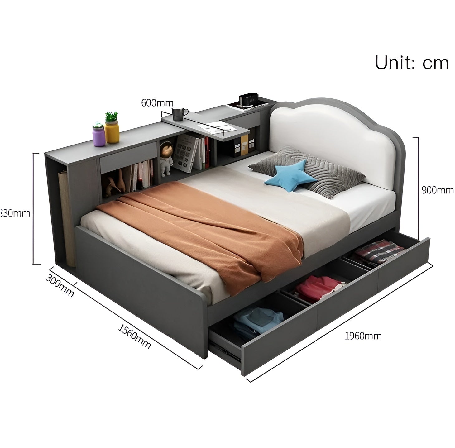 Dream House Loft Desk Storage Multifunctional Bed - Image 5