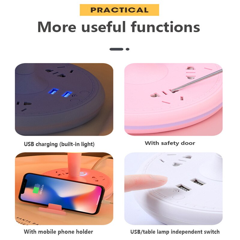 Multi Power Strip Phone Holder Table Lamp - Image 2