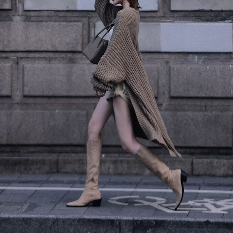Asymmetrical Long & Warm Sweater Coat - Image 2