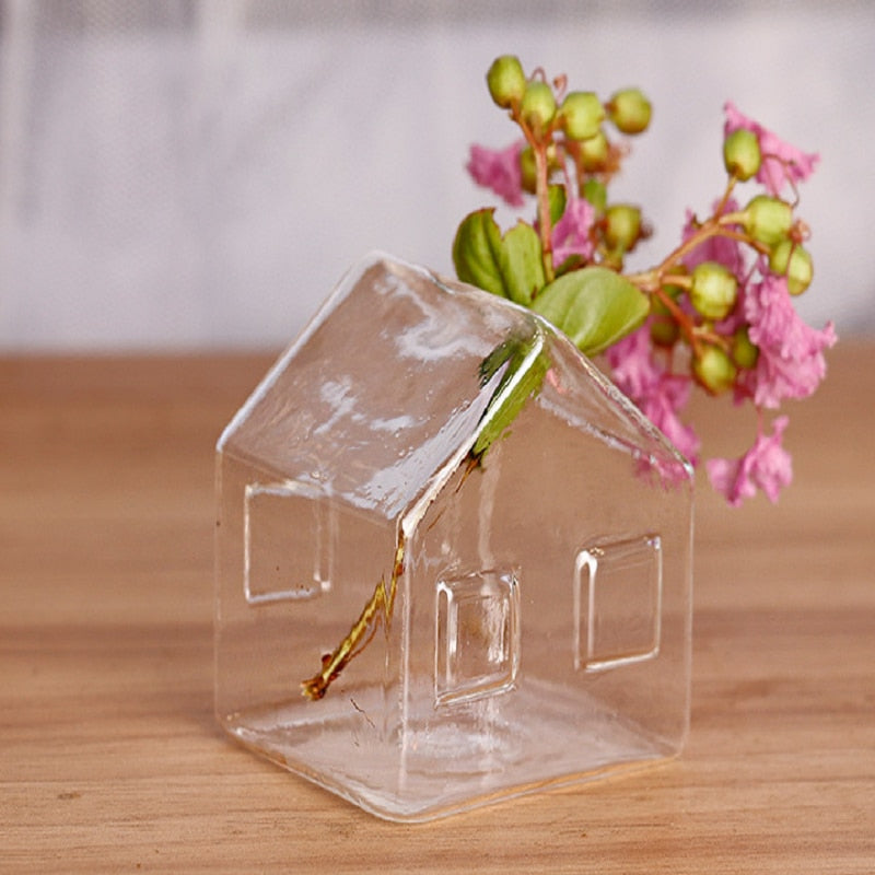 Simple Mini House Glass Flower Vase - Image 4