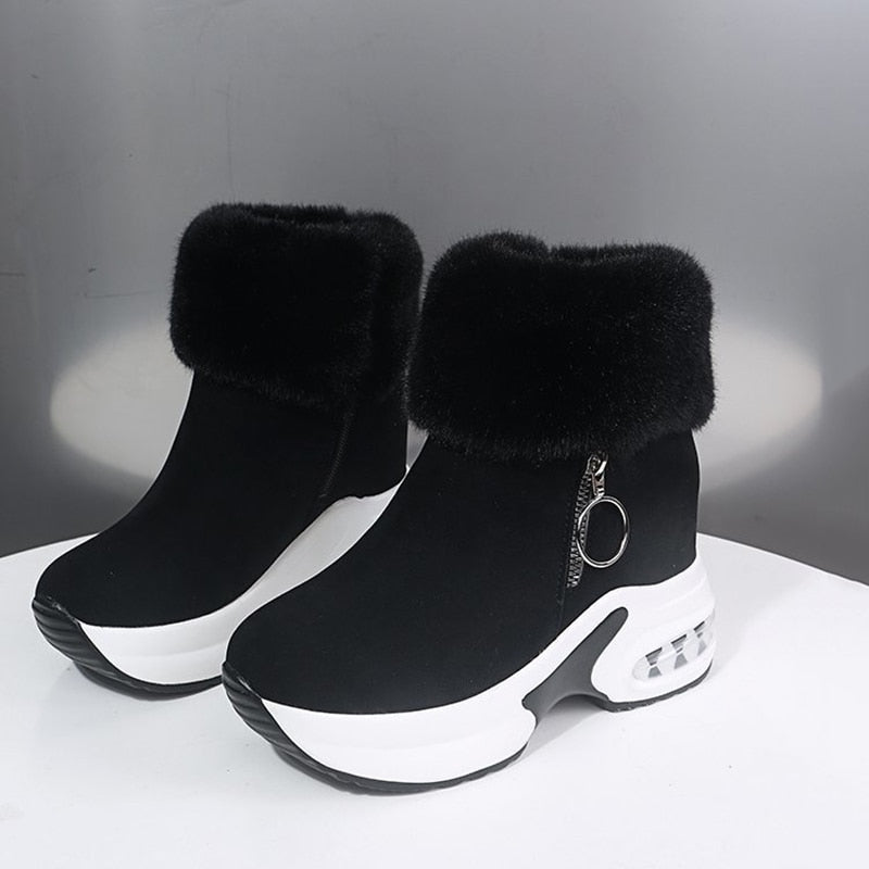 Fur Zipper Wedges Winter Boots - Image 7