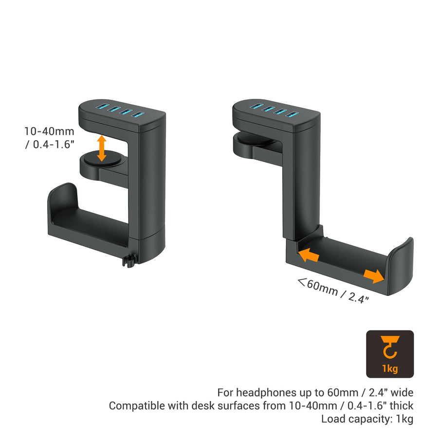 Under Desk USB Ports Headset Holder - Image 6