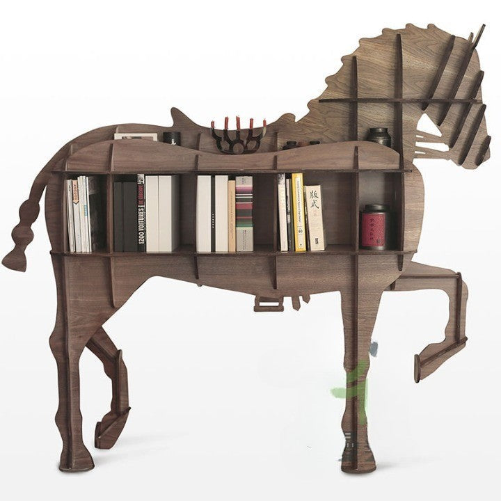 Horse-Shaped Wooden Decorative Bookshelf