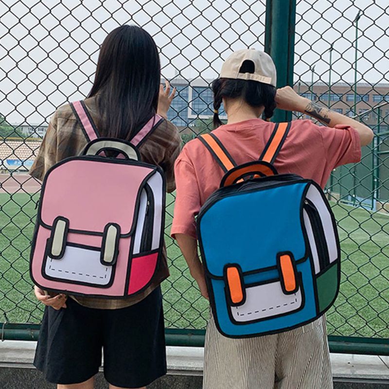 Creative 2D Unisex Cartoon Backpack - Image 0