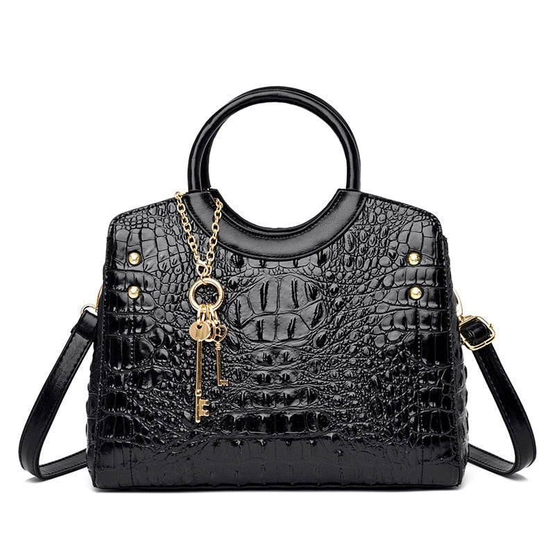 Crocodile Leather Vintage Shoulder Bag - Image 6