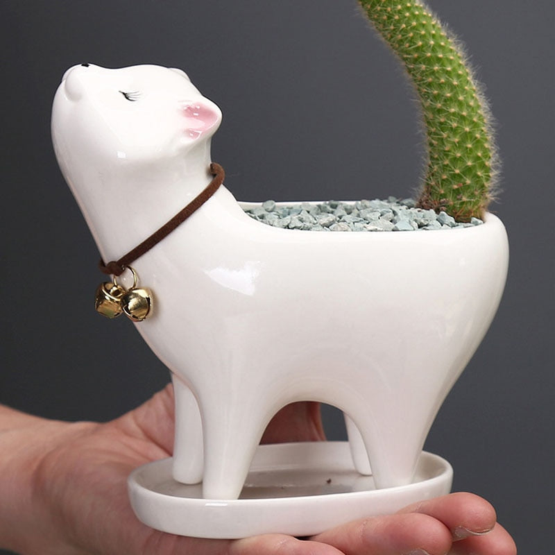 Rising Cat Ceramic Flower Pot - Image 4