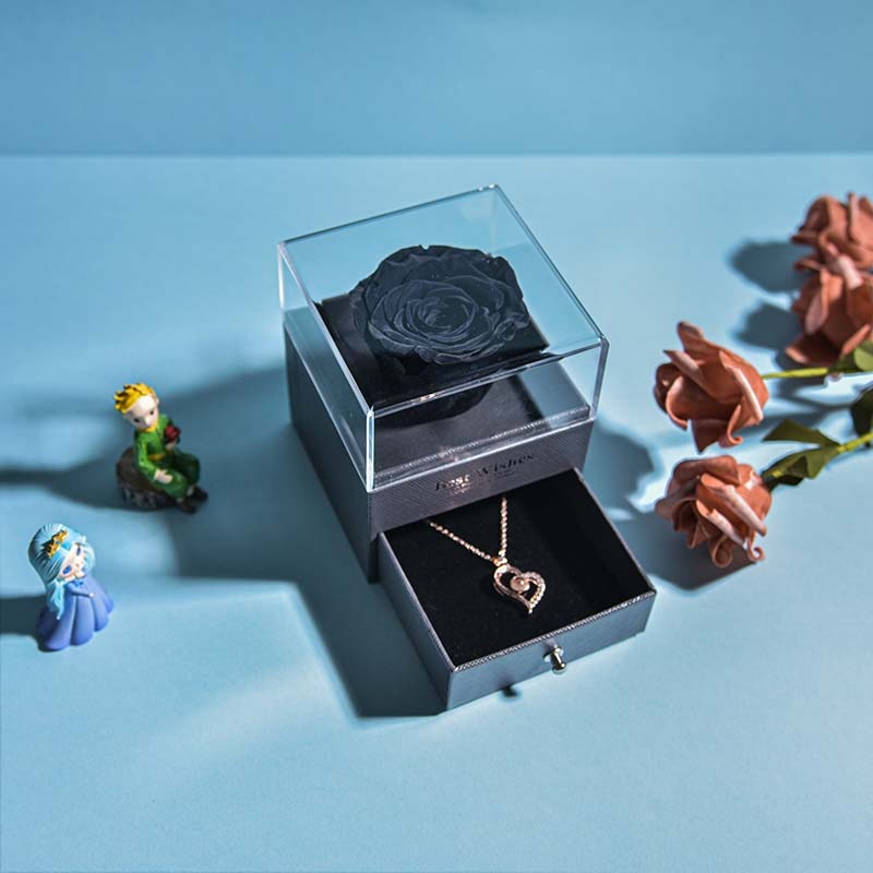 Natural Eternal Rose Necklace Jewelry Box