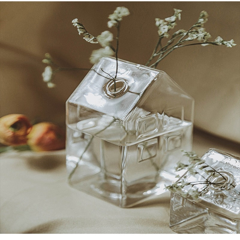 Simple Mini House Glass Flower Vase