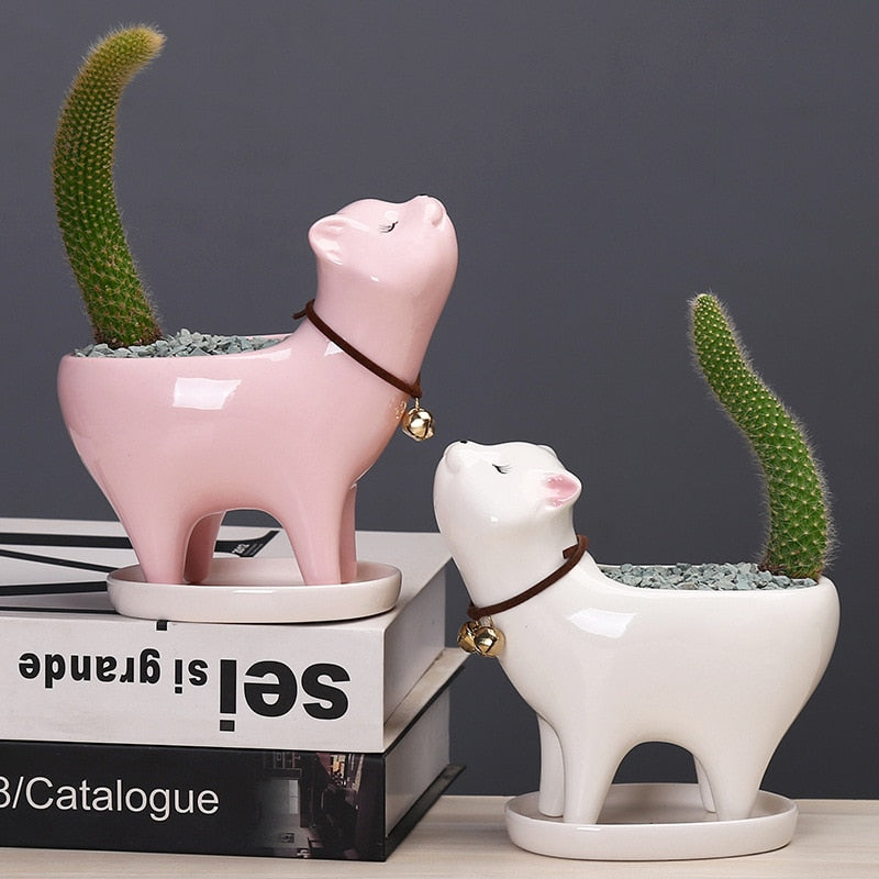 Rising Cat Ceramic Flower Pot - Image 2