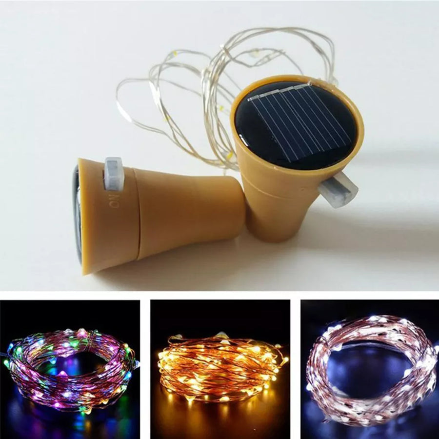 Solar-Powered Bottle Cork String Lights - Image 0