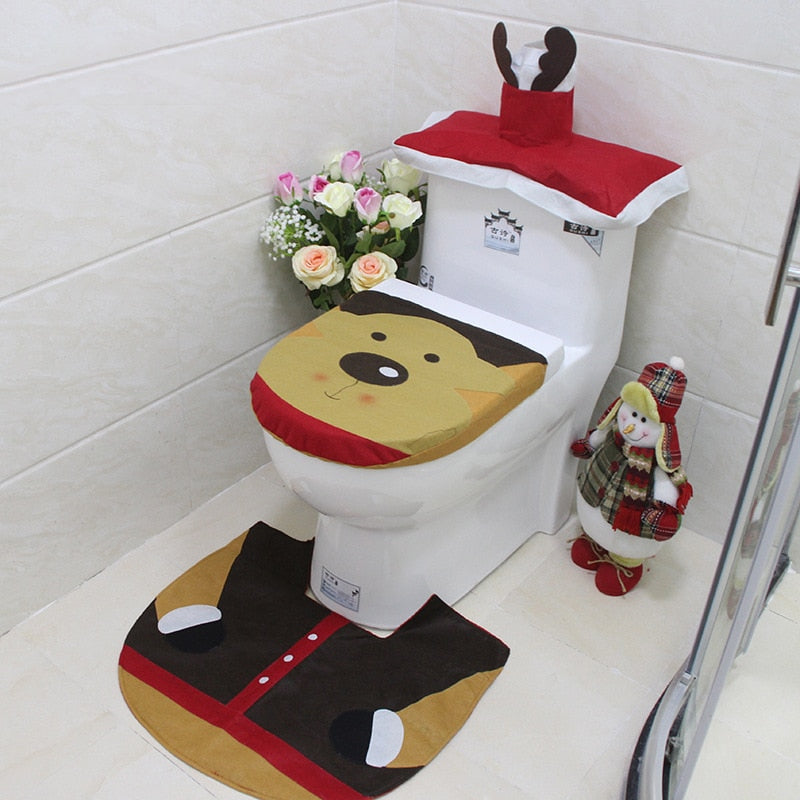 3pcs Fancy Santa Claus Toilet Seat Covers - Image 3