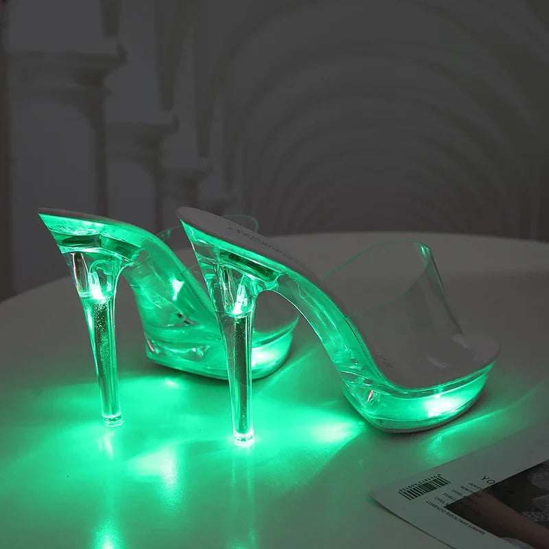 Light-Up Clear Transparent High Platform Heels - Image 13