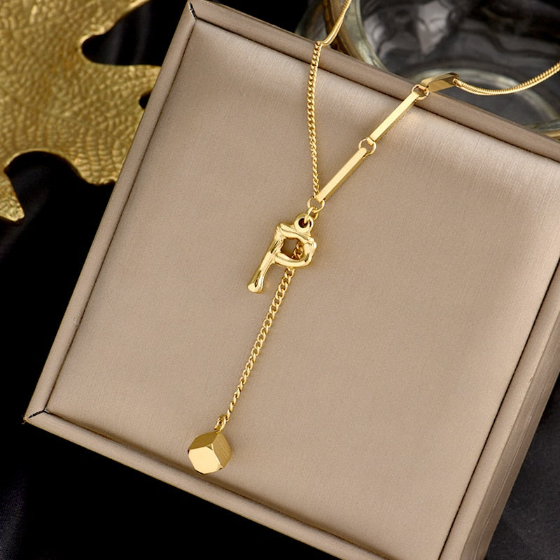Charming Initials Letter Necklace - Image 8