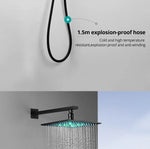 Matte Black Modern LED Modern Rainfall Shower Set