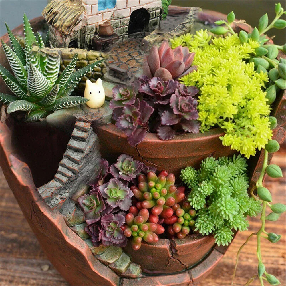 Mini Cottage Succulent Landscape Planter Pot - Image 6