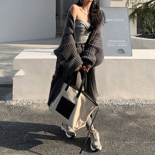 Asymmetrical Long & Warm Sweater Coat - Image 0