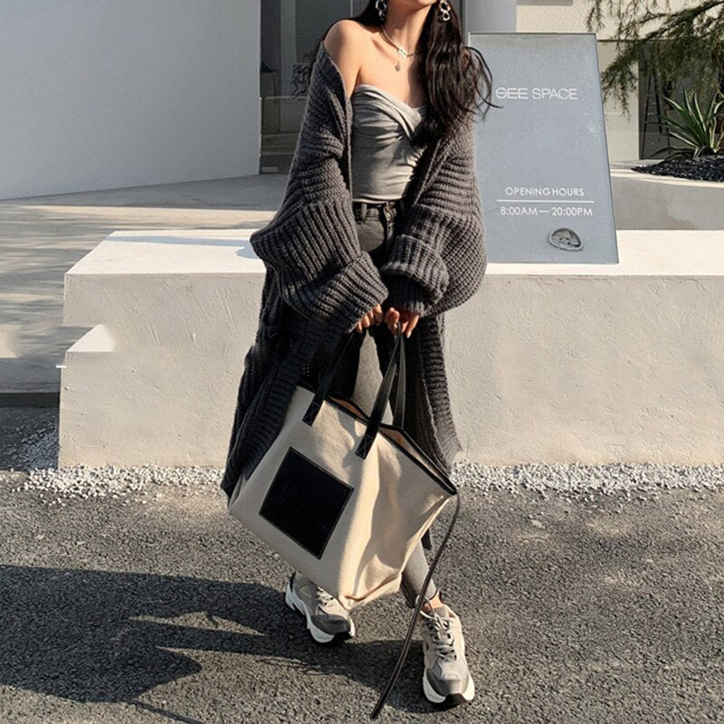 Asymmetrical Long & Warm Sweater Coat - Image 0