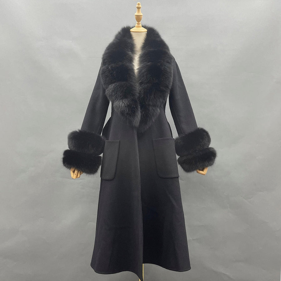 Classy Ladies Collar Cuff Long Coat - Image 6