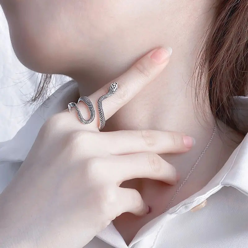 Textured Snake Steel Ring - Image 5
