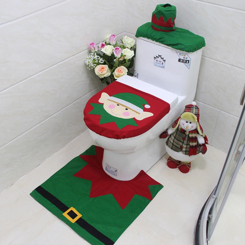 3pcs Fancy Santa Claus Toilet Seat Covers