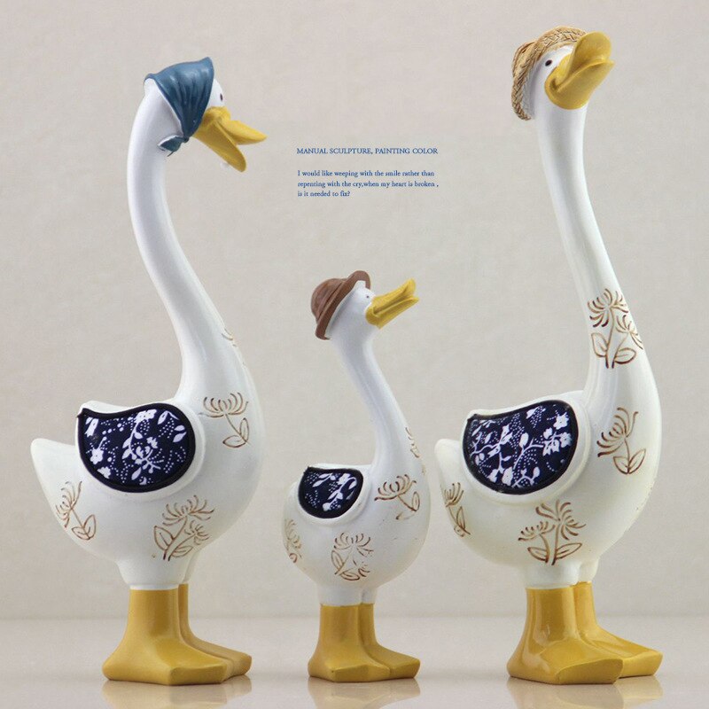 3Pcs Resin American Style Duck Table Decor