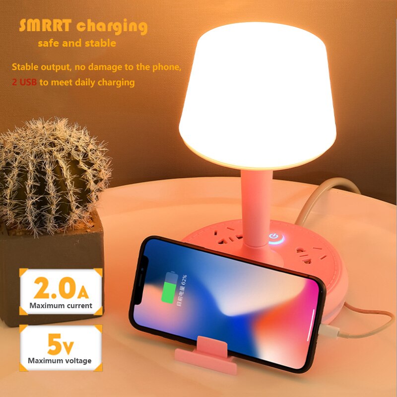 Multi Power Strip Phone Holder Table Lamp