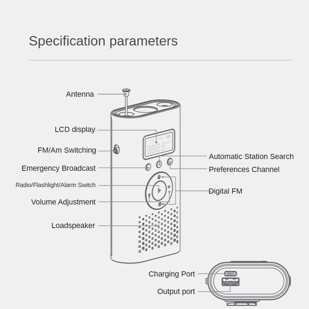 6in1 Radio Flashlight Laser Light Power Bank