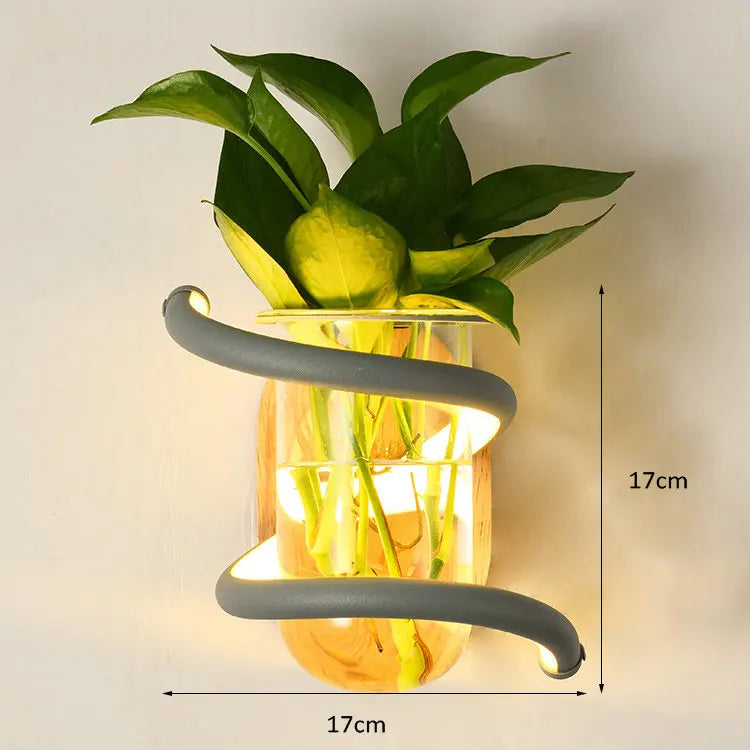 Nordic Unique Wooden Outdoor Wall Vase Lamp - Image 8