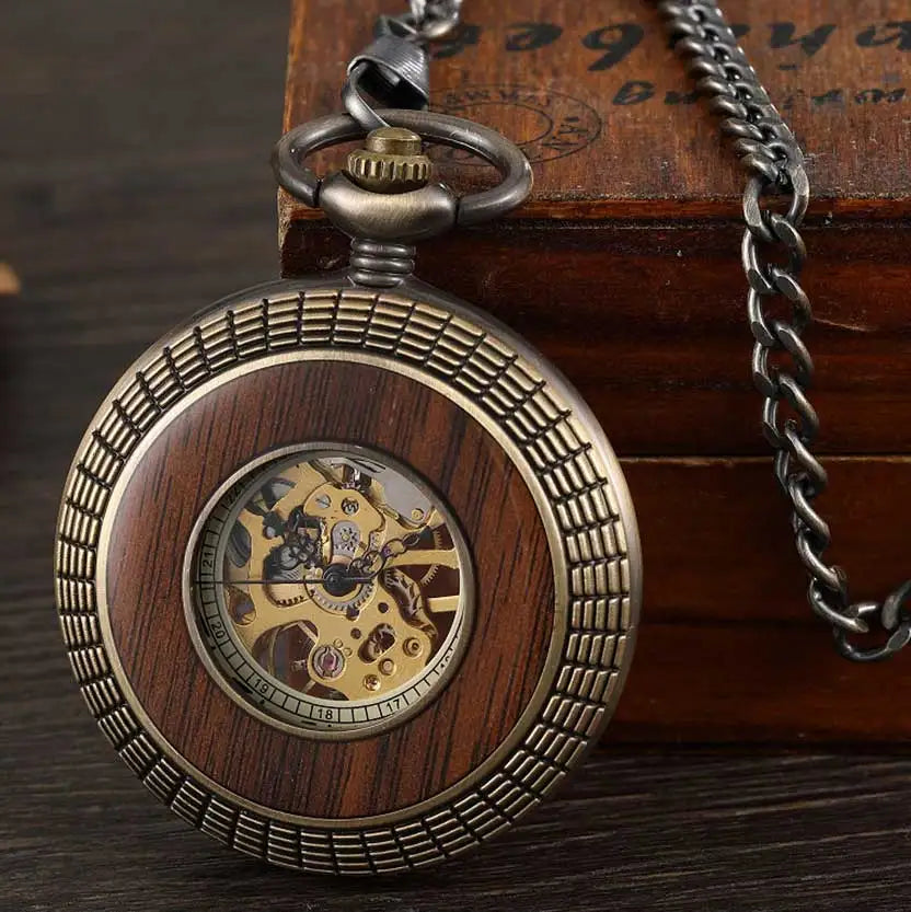 Retro Europe Rhythm Wood Pocket Watch