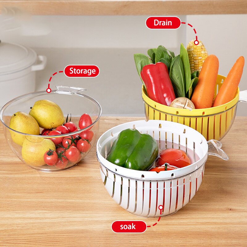 Double Layer Quick Drainer Basket