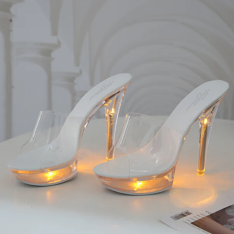Light-Up Clear Transparent High Platform Heels - Image 6