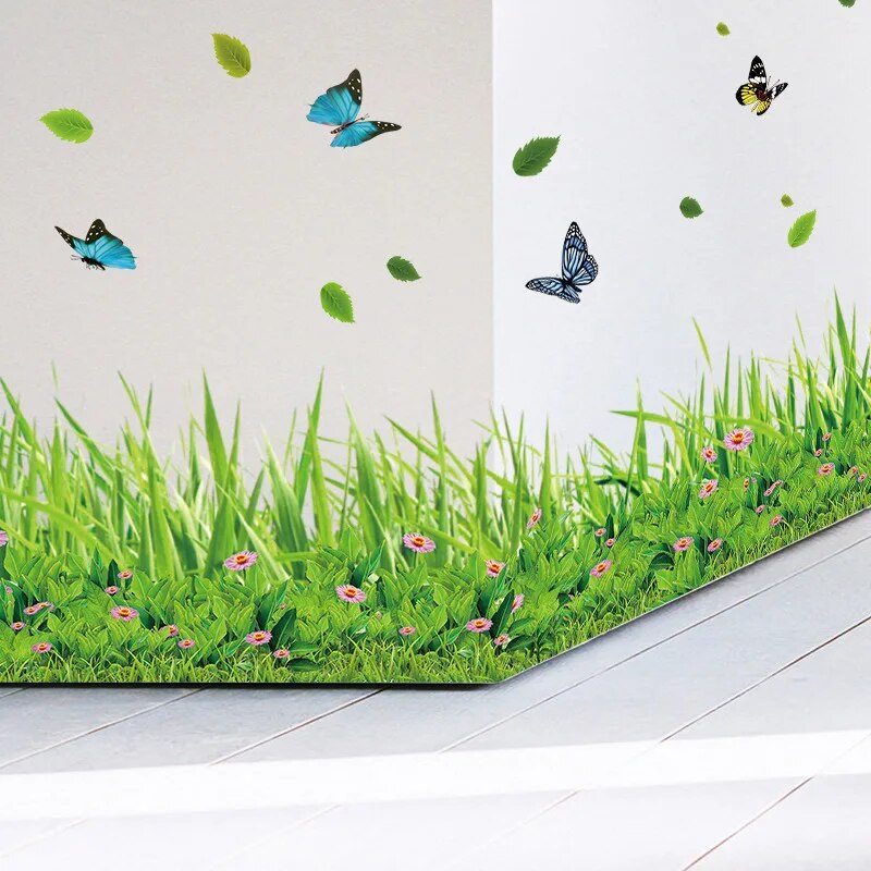 Serene Springtime Butterfly Green Grass Wall Stickers - Image 2