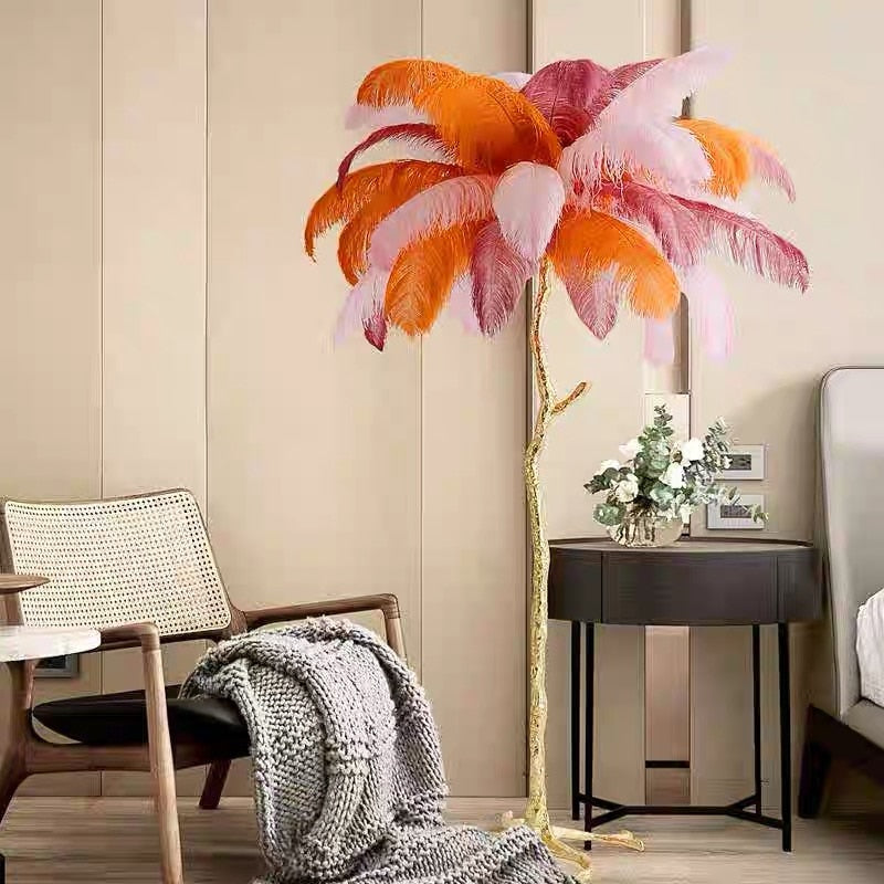 Nordic Glow Luxury Ostrich Feather Chic Floor Lamp - Image 3