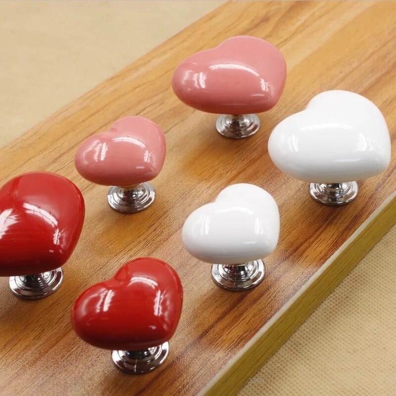 Ceramic Heart Door Cabinet Handle