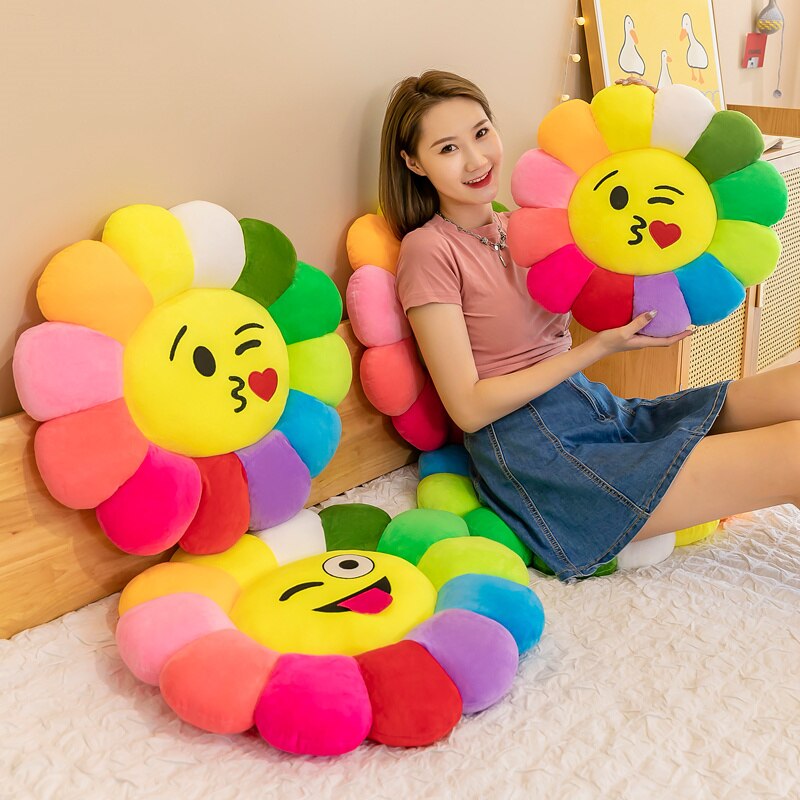 Colorful Sunflower Plush Comfy Seat Cushion - Image 1